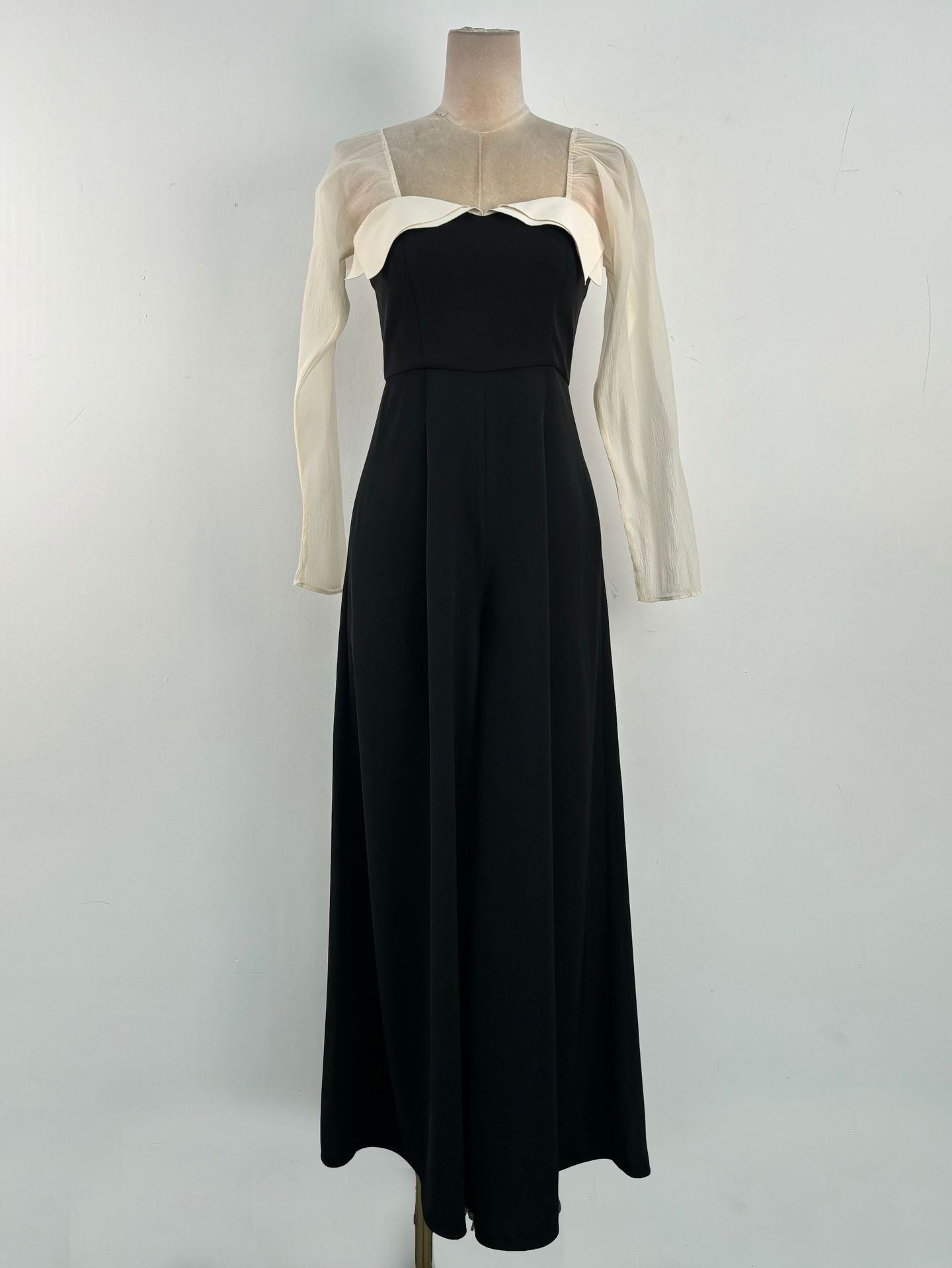 JENNY TULLE SLEEVE SQUARE NECK MAXI DRESS BLACK