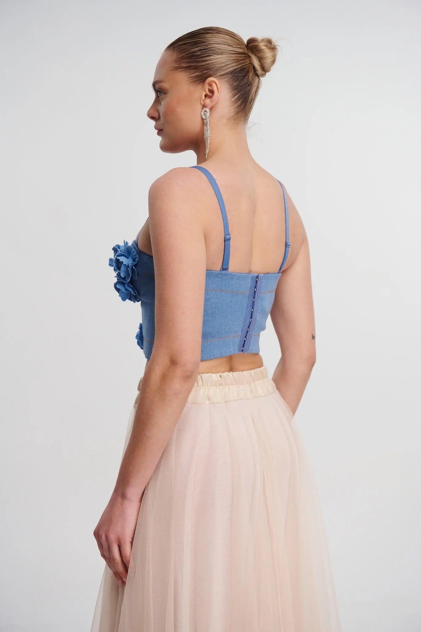 DENIM ROSES TOP FOR PARTY NIGHT
