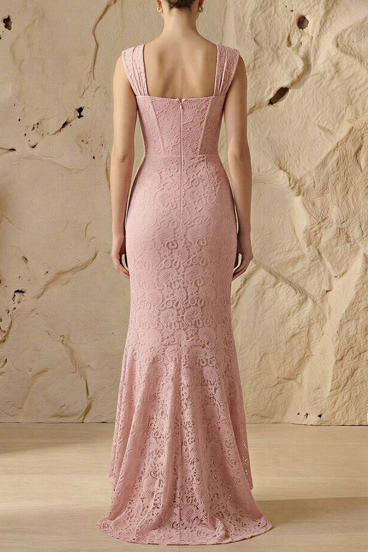 VIVIEN PINK LACE MAXI DRESS - A-LINE WEDDING