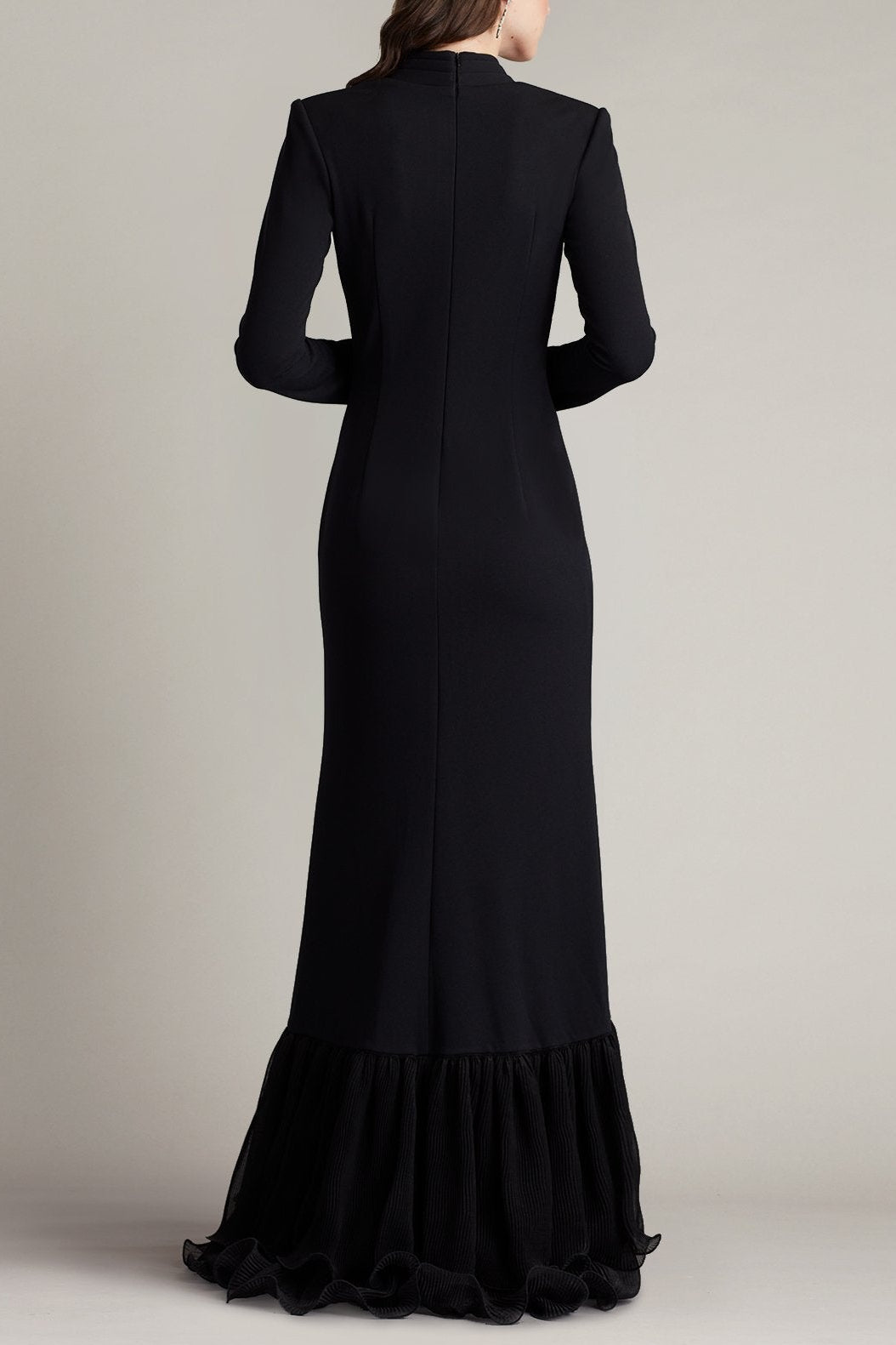 JOYCE BLACK RUFFLED MIDI DRESS, HIGH SLIT KNIT