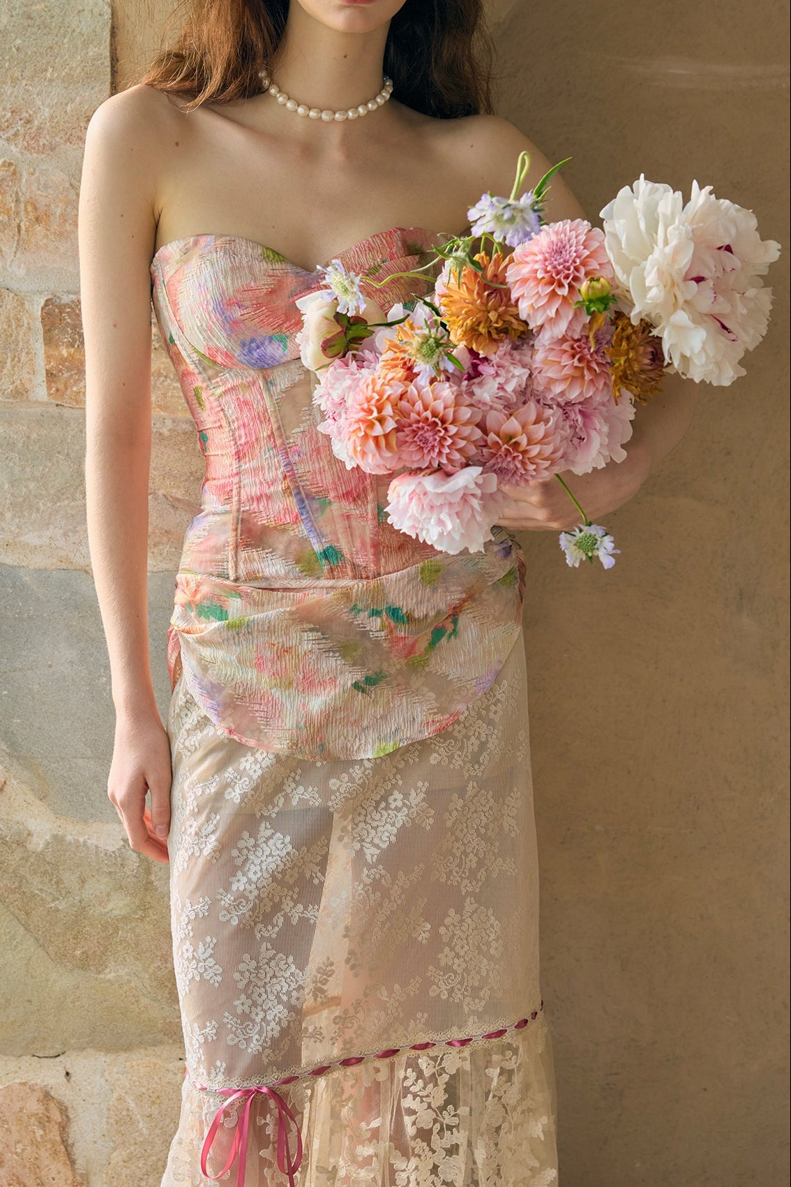 FLORAL MIRROR CORSET SKIRT SET - ROMANTIC DATE NIGHT