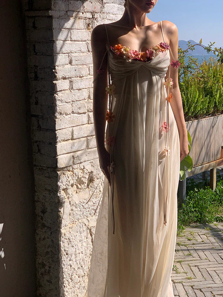 FARAH FLORAL MAXI DRESS IVORY - BOHO WEDDING GUEST