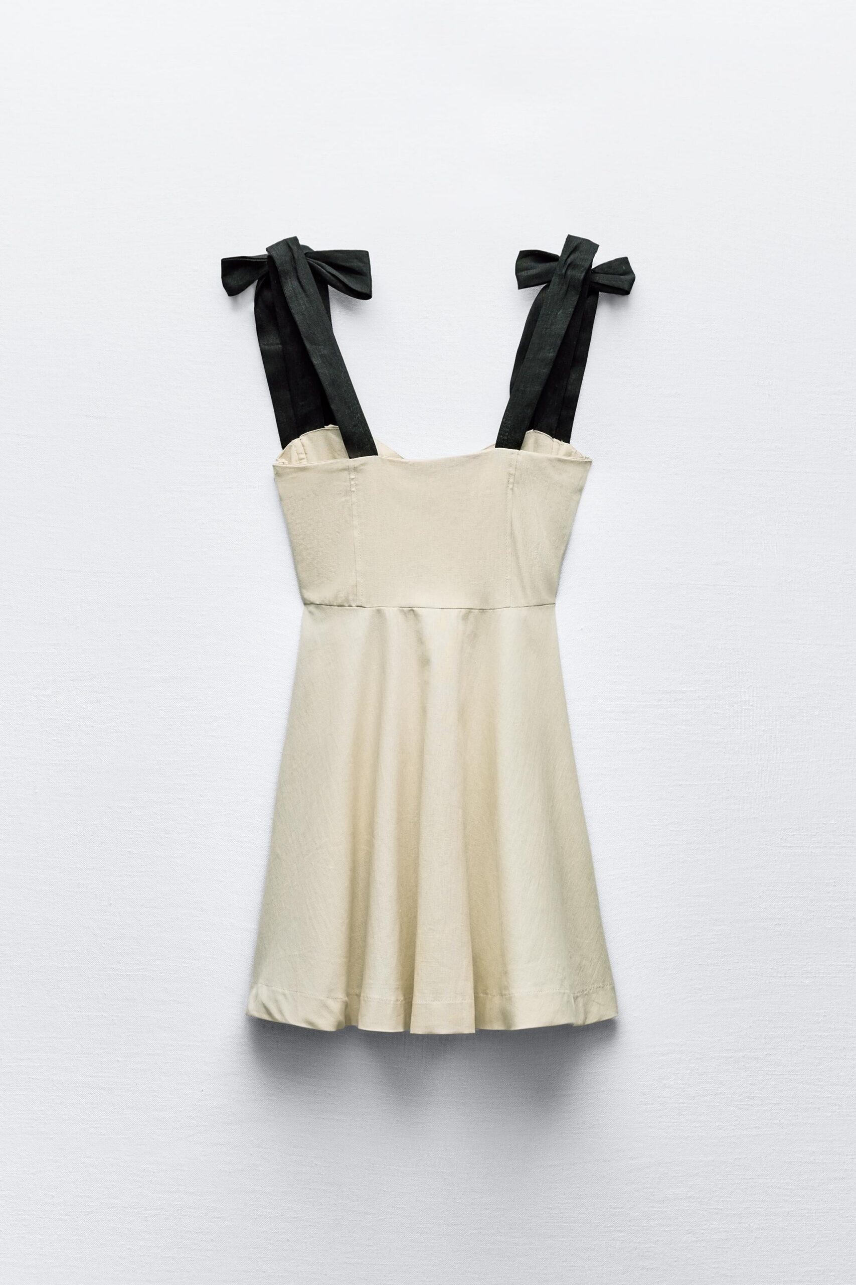 LINEN BLEND MINI DRESS WITH BOW DETAIL