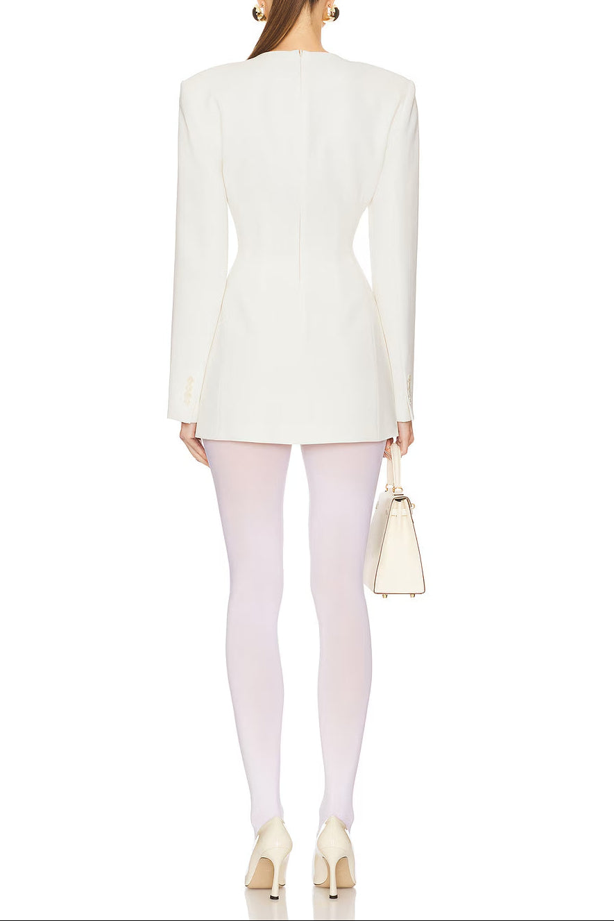 HEDDA WHITE CREPE SUIT MINI DRESS
