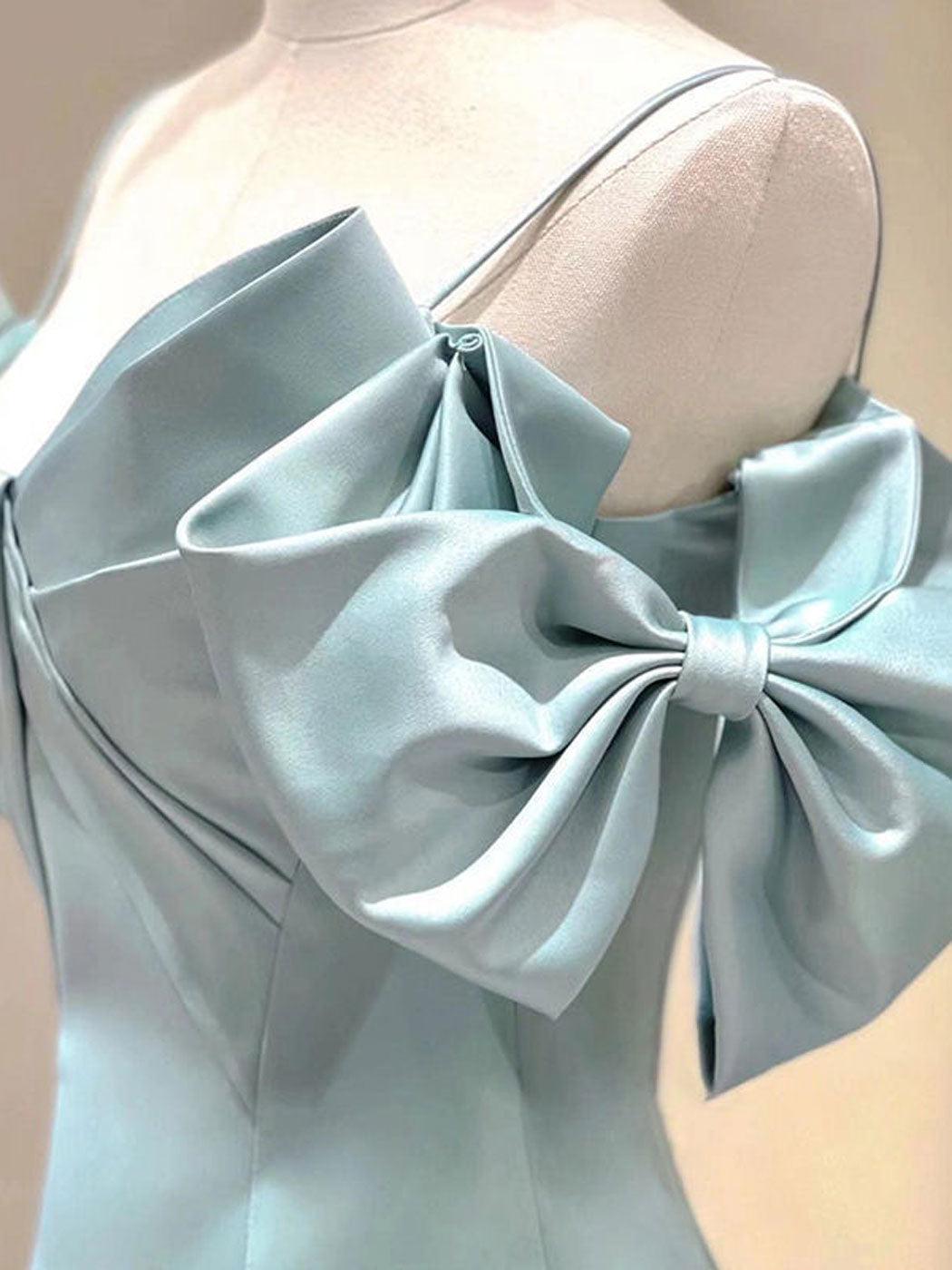 ELEGANT BLUE A-LINE SATIN DRESS FOR FORMAL OCCASIONS