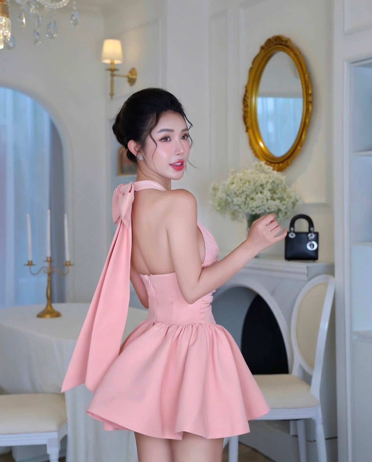 RIZZA HALTER MINI DRESS, SLEEK COCKTAIL PARTY LOOK
