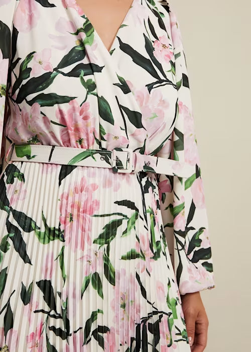 PENNY FLORAL PLEAT MIDI DRESS FOR WEDDING GUEST