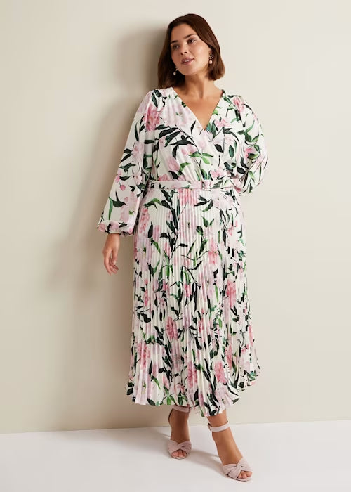 PENNY FLORAL PLEAT MIDI DRESS FOR WEDDING GUEST