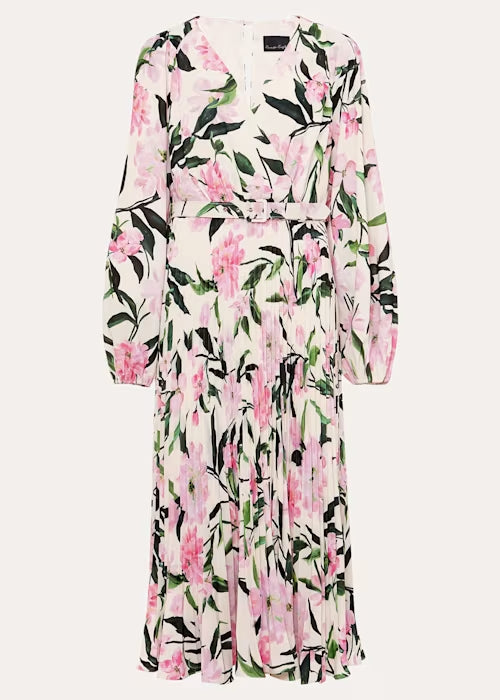 PENNY FLORAL PLEAT MIDI DRESS FOR WEDDING GUEST