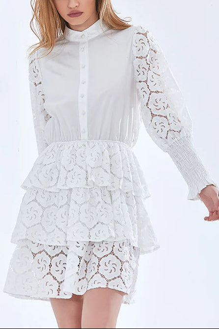 0aed3369-e3b9-4e3c-9210-2169602f02ef VANESSA LONG SLEEVE LACE MINI DRESS IN WHITE