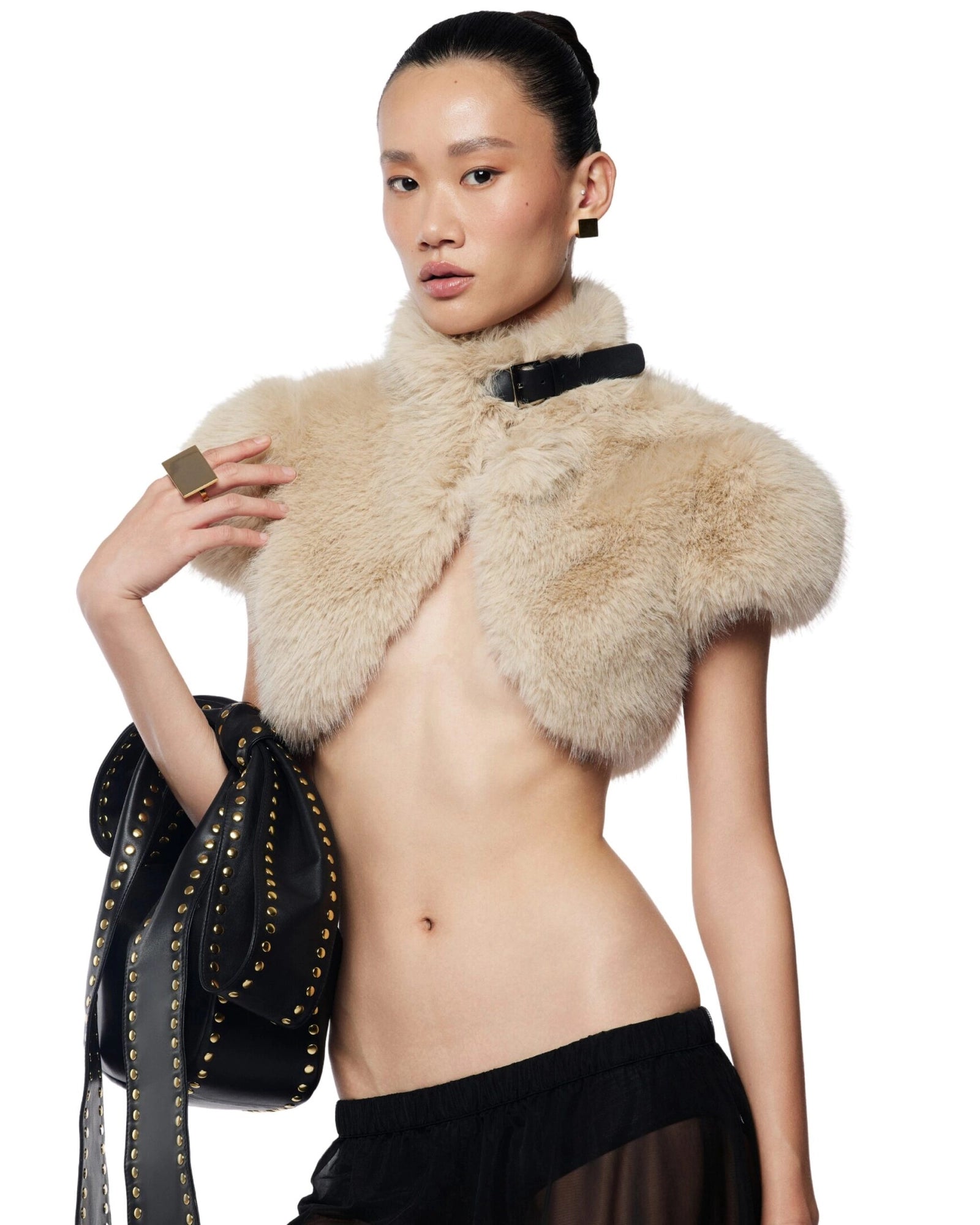 DARK APRICOT FUR SHAWL TOP, EVENING PARTY WRAP