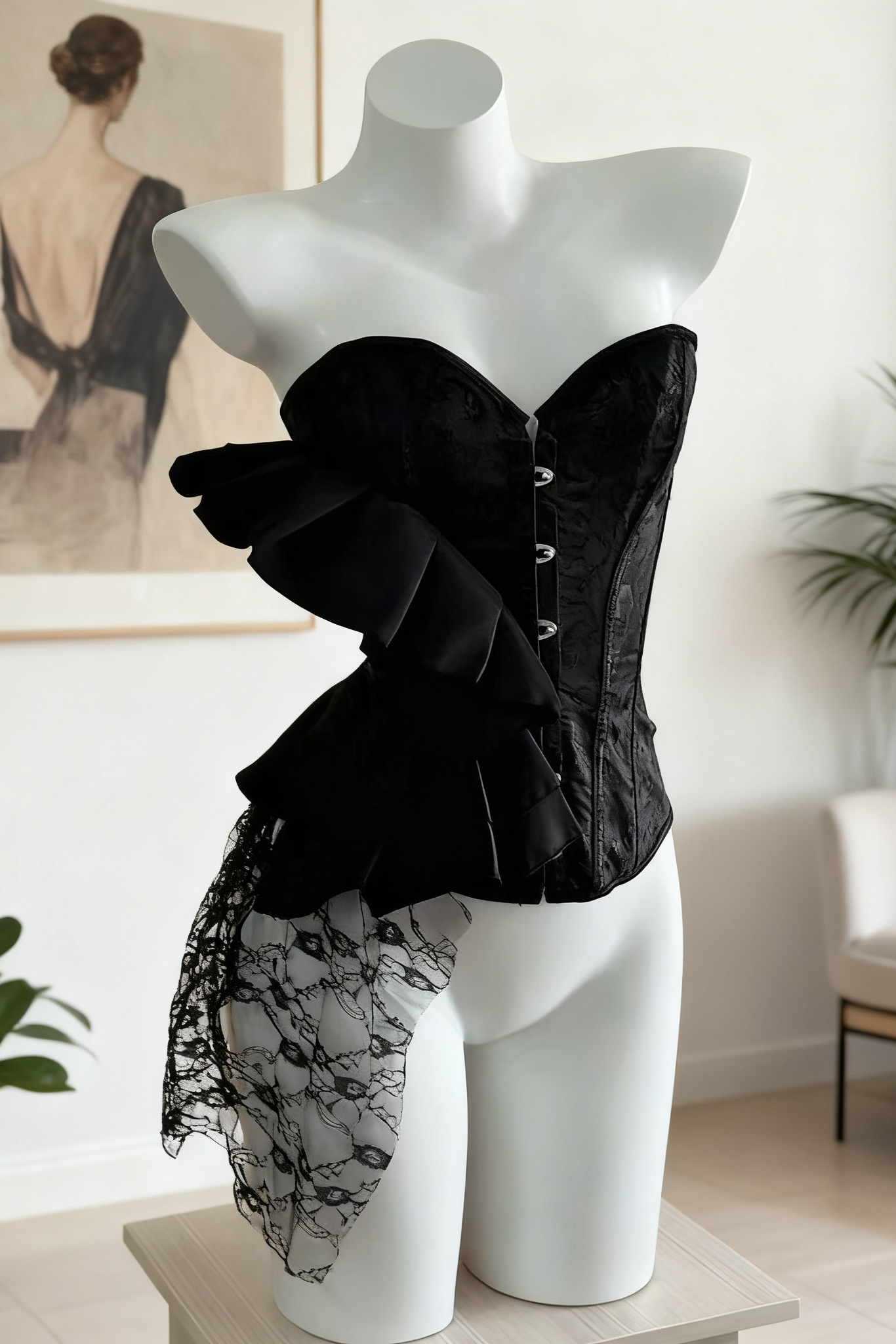 RETRO SATIN STRAPLESS CORSET TOP FOR PARTY