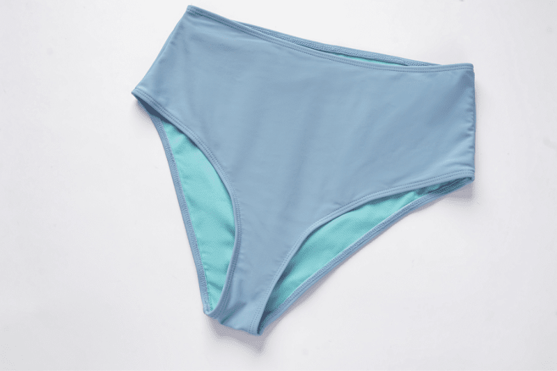 BLUE RUFFLE HIGH WAIST BIKINI RETRO SWIM