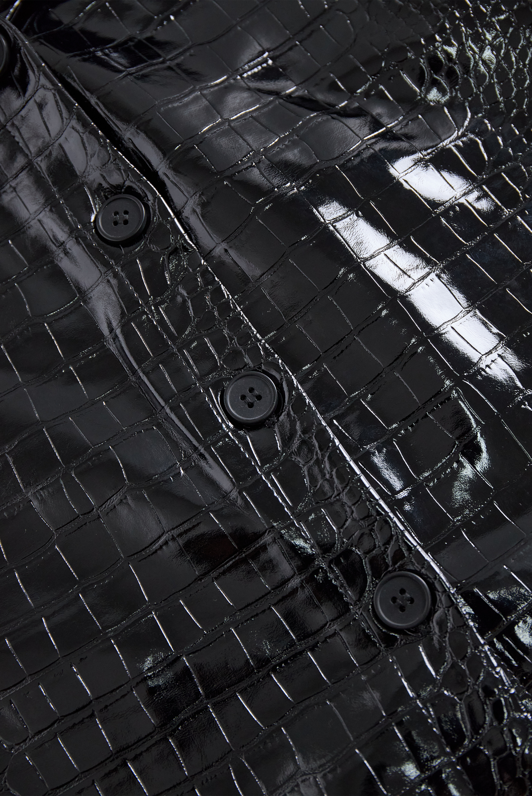GLOSSY BLACK CROCO EMBOSSED SHIRT, EVENING WEAR