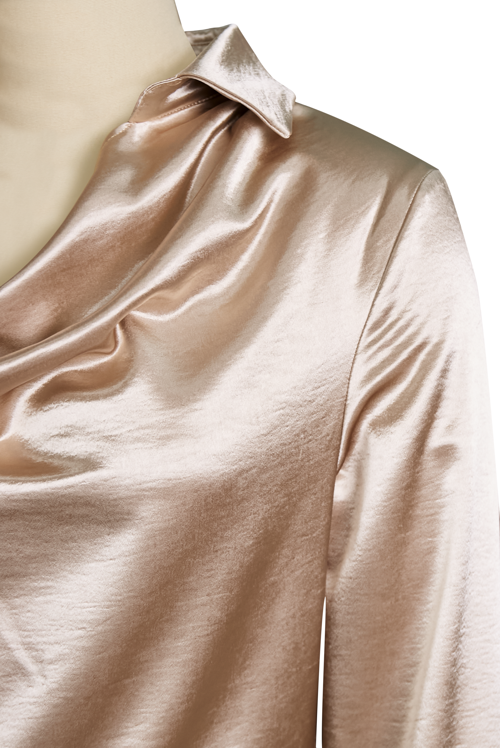 1.2_fb16a526-5ee3-42ea-b143-633ab4b407f0 ELEGANT WHITE SATIN BLOUSE DRAPED NECKLINE PARTY