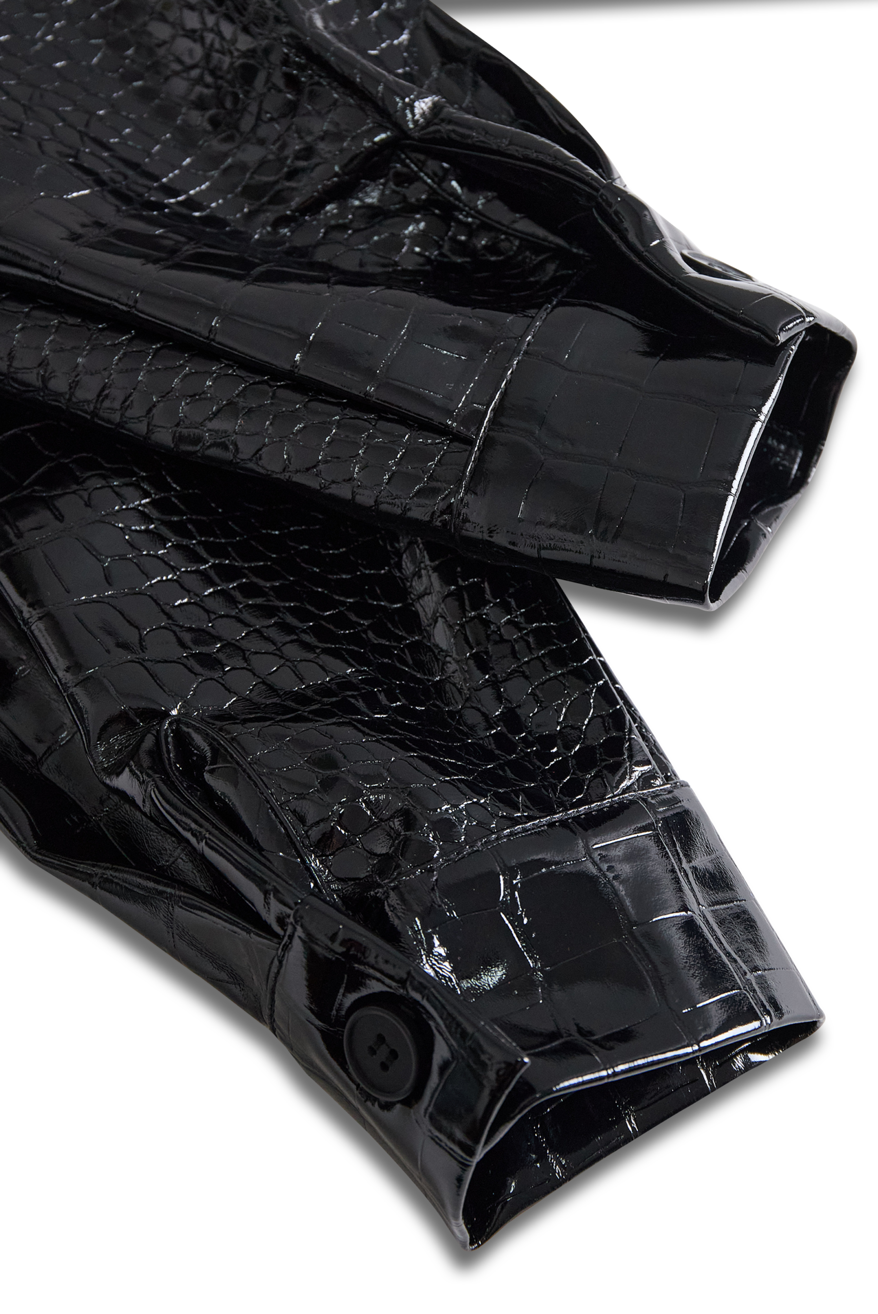 GLOSSY BLACK CROCO EMBOSSED SHIRT, EVENING WEAR