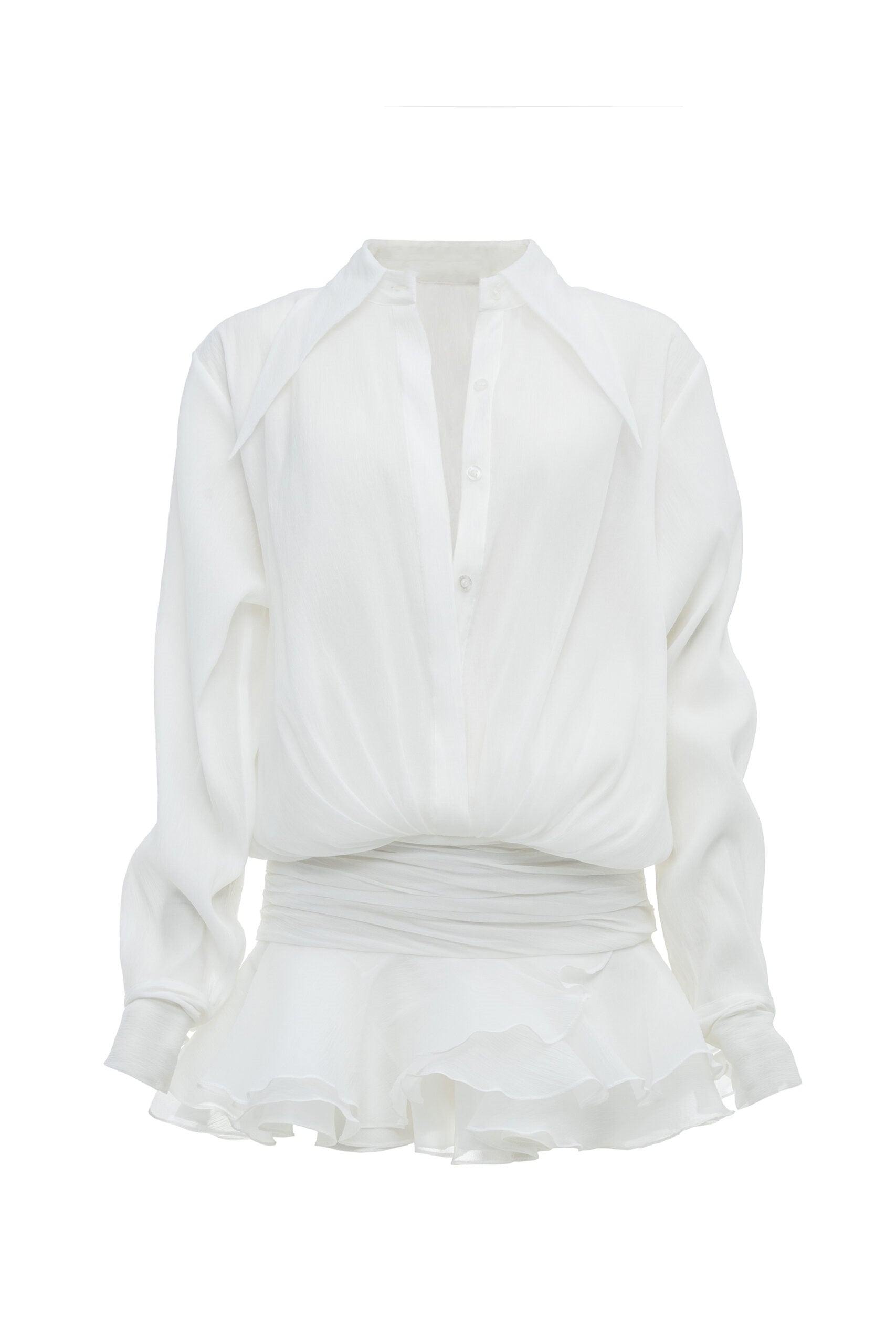 EMBER RUFFLE MINI DRESS - WHITE WEDDING GUEST