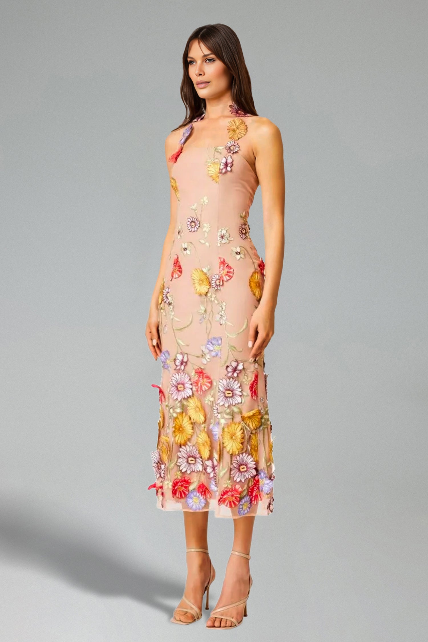 TESS FLOWERS SLING MIDI DRESS - BOHO SUMMER WEDDING GUEST
