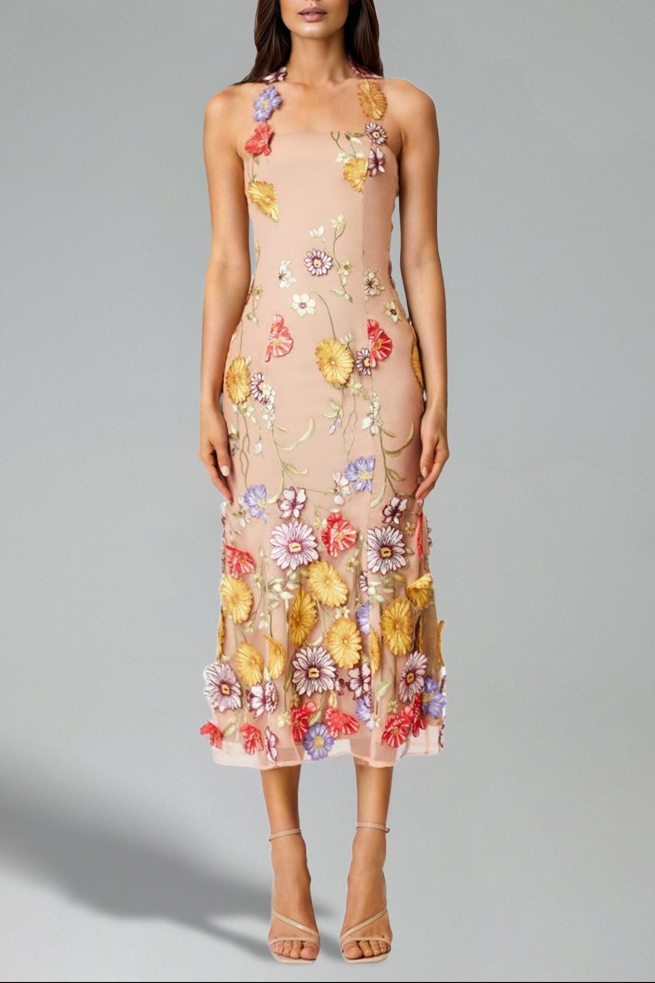 TESS FLOWERS SLING MIDI DRESS - BOHO SUMMER WEDDING GUEST