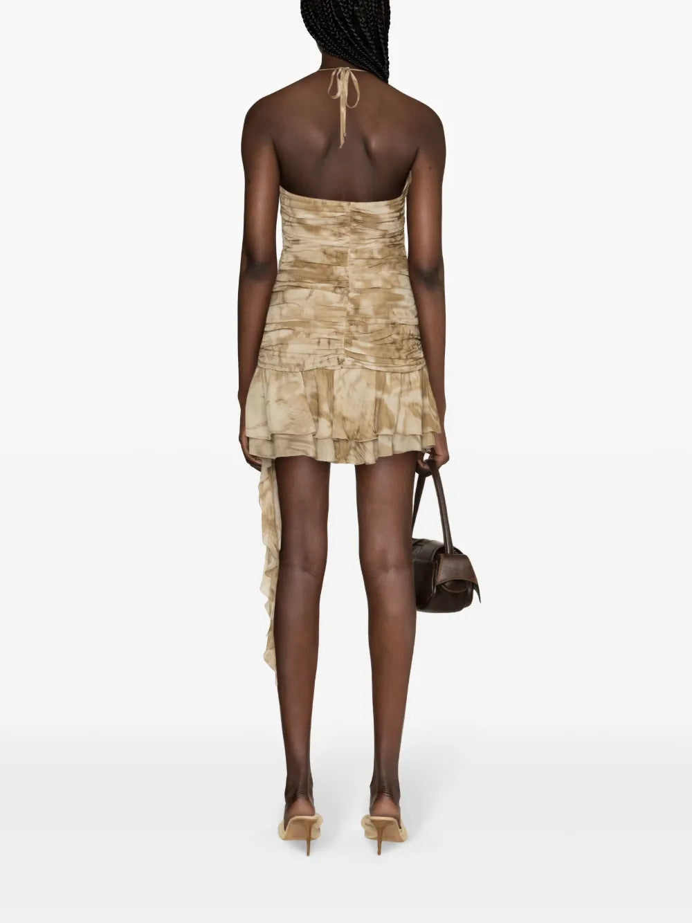 RUFFLED PYTHON-PRINT MINI DRESS FOR COCKTAIL PARTIES