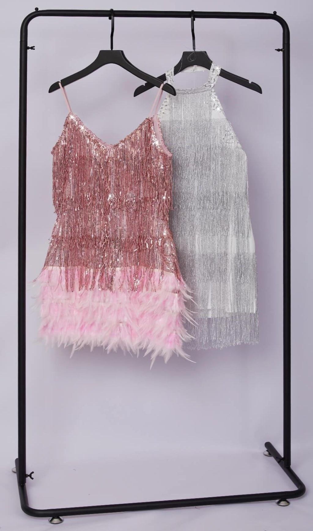 PINK TASSEL FEATHER MINI DRESS FOR PARTY