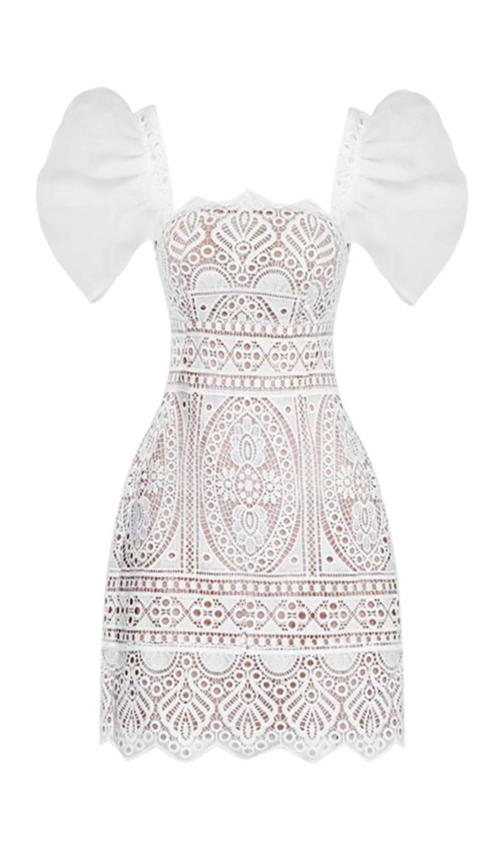 RETRO PUFF SLEEVE LACE MINI DRESS FOR PARTY