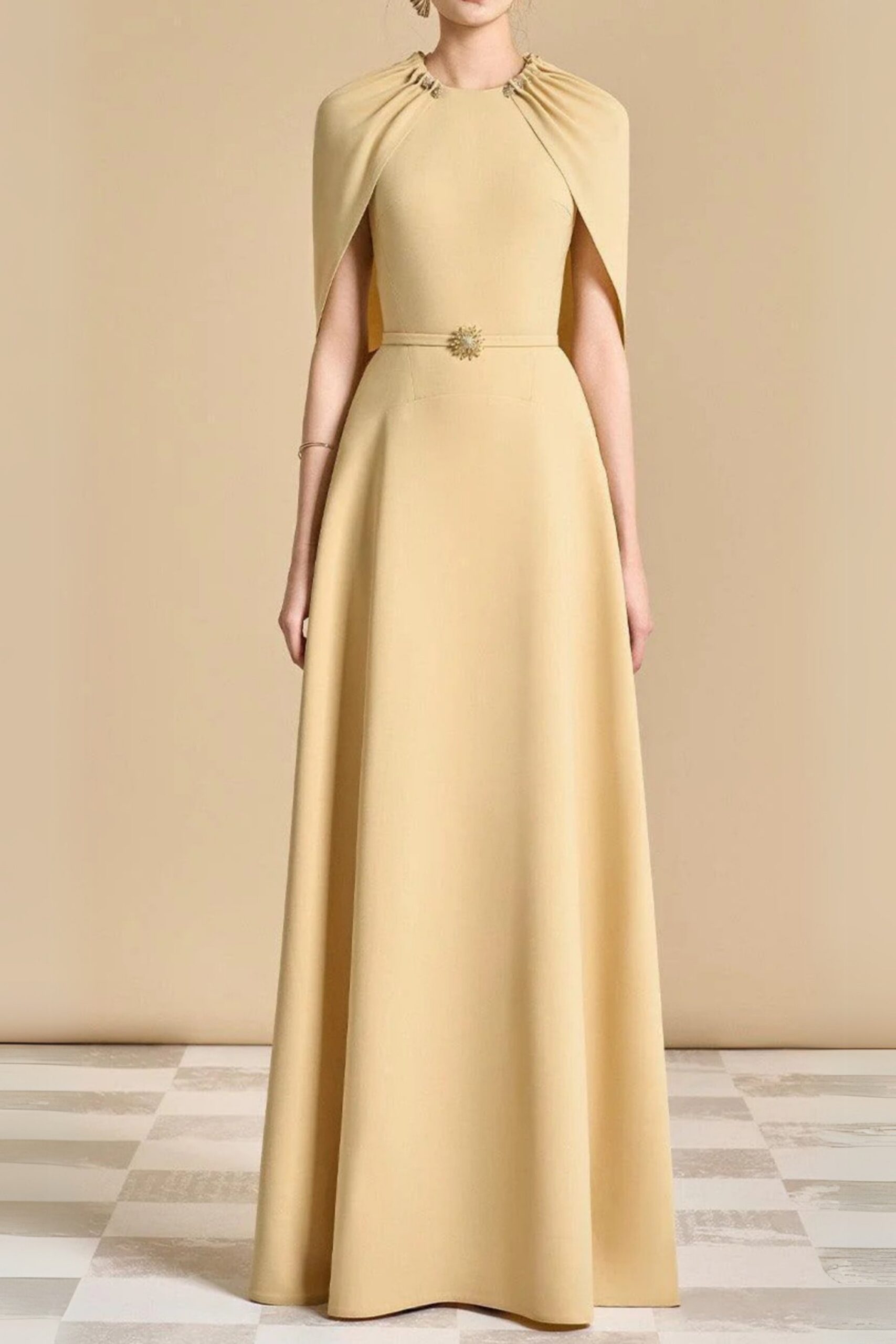 102_5e2b0930-800f-49b1-8d2a-8ee324035244 JASMINE A-LINE CAPE MAXI DRESS IN YELLOW BEIGE