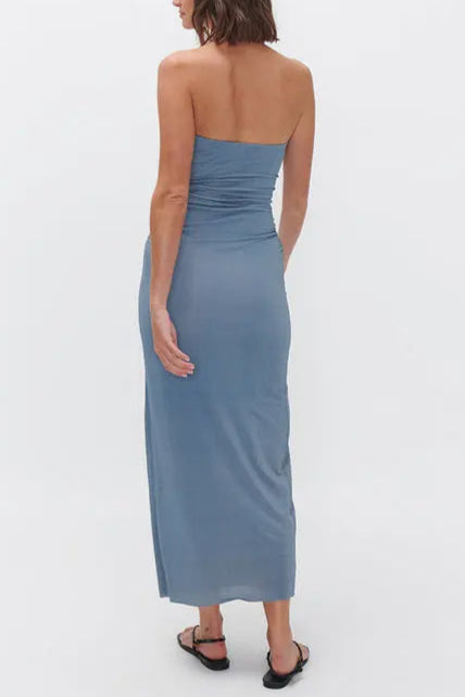 ODESSA DRESS, SIDEWALK GREY - ELEGANT MIDI FOR WEDDING GUEST