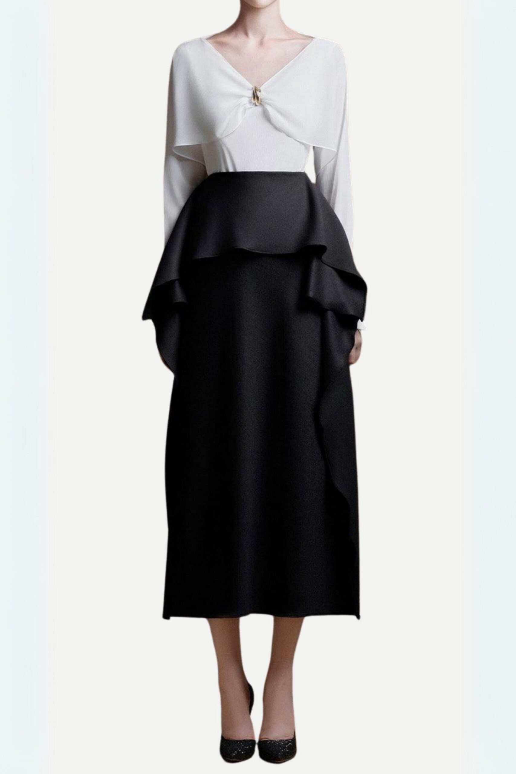 103_0a5a2546-5b29-4b65-8b82-2c79ea68296d NELLY STRAIGHT RUFFLED MIDI SKIRT FOR WEDDING