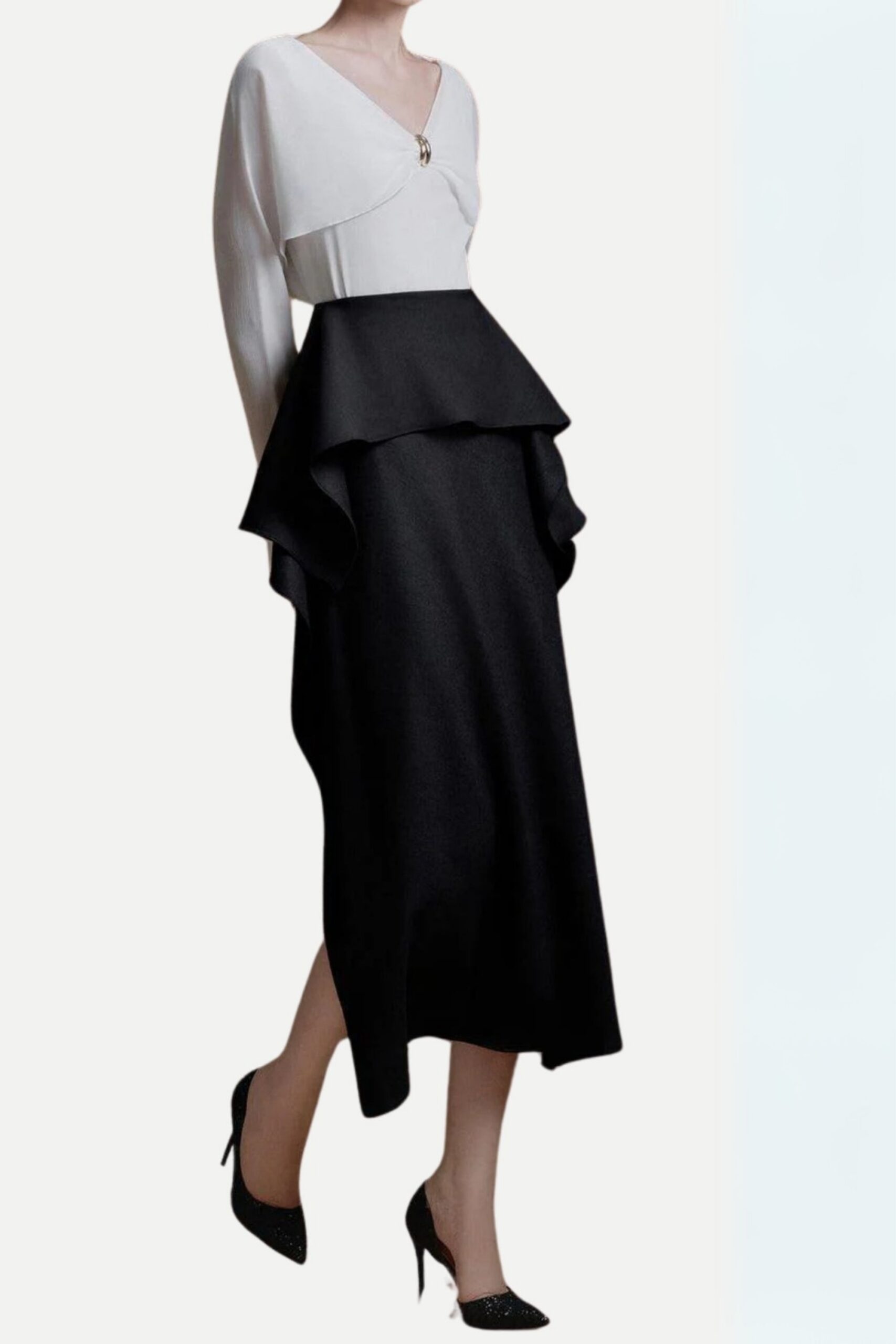 NELLY STRAIGHT RUFFLED MIDI SKIRT FOR WEDDING