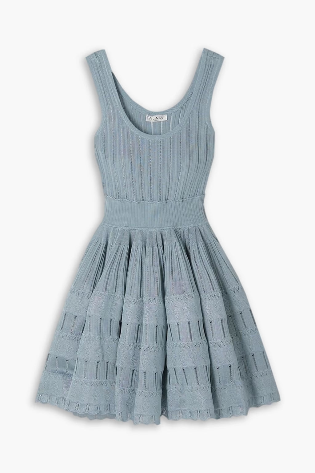 RIBBED POINTELLE KNIT MINI DRESS FOR WORK