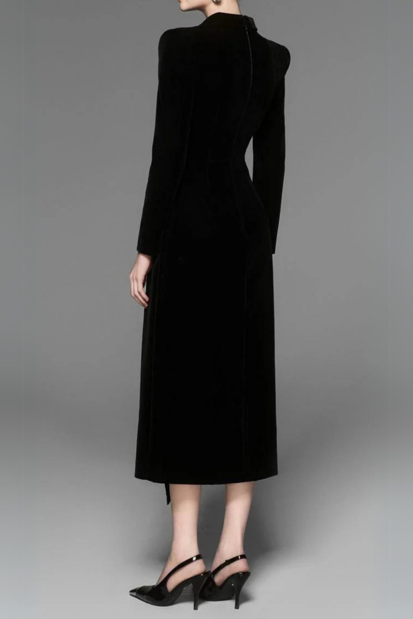 CALORIA ASYMMETRIC VELVET MIDI DRESS FOR EVENTS