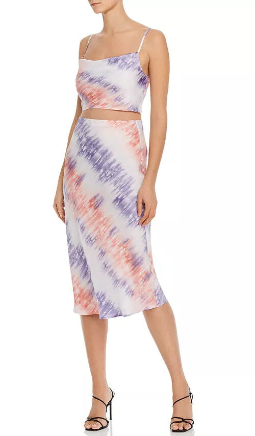 pink purple Tie-Dye Cropped Camisole & Slip Skirt pink purple Tie-Dye Cropped Camisole & Slip Skirt