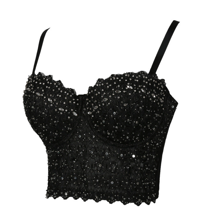 SKIN TONE EMBROIDERED RHINESTONE BONING CORSET