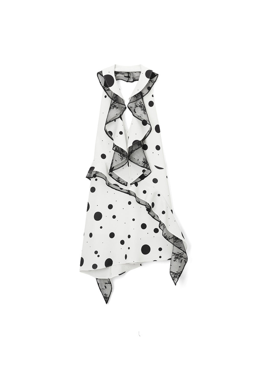 PHOENIX WHITE POLKA DOT BACKLESS RUFFLED MINI DRESS
