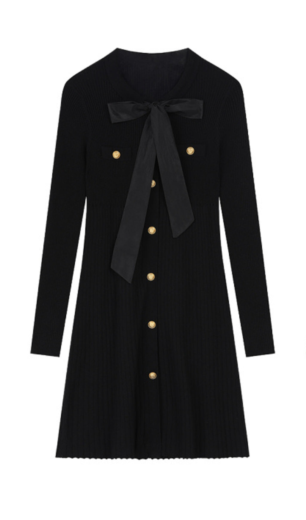 BOW SLEEVE KNIT MINI DRESS, BLACK, CASUAL