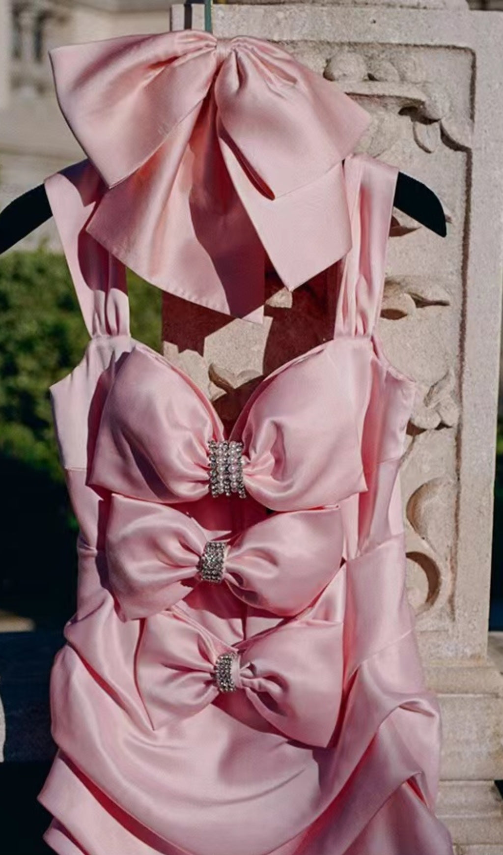 PINK RUCHED BOW CUT OUT MINI DRESS