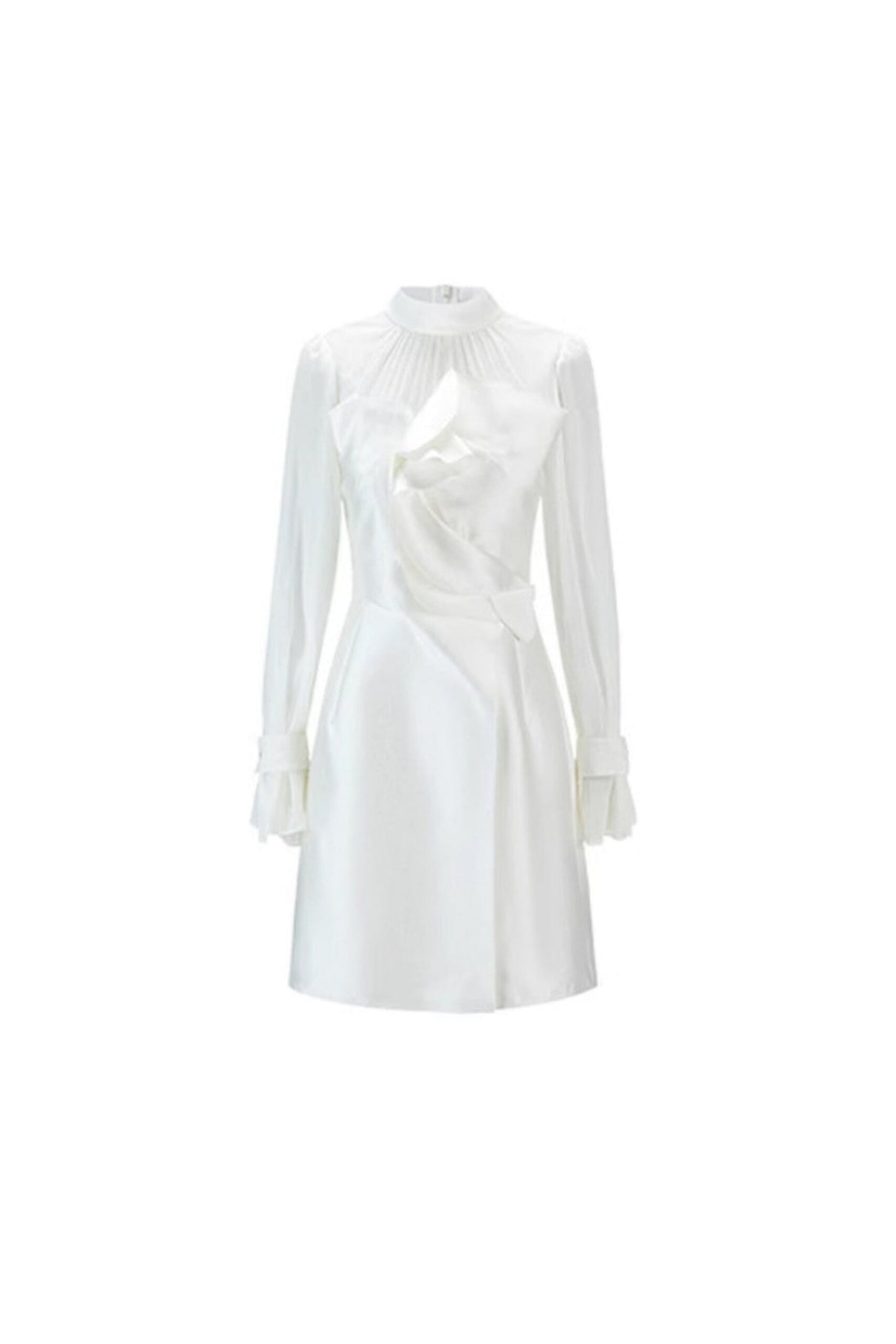 WHITE MESH LONG SLEEVE PARTY MINI DRESS