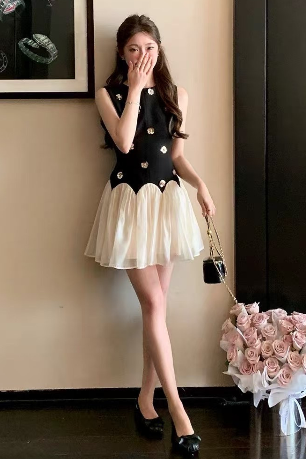 FLORAL SLEEVELESS MESH MINI DRESS, EVENING PARTY