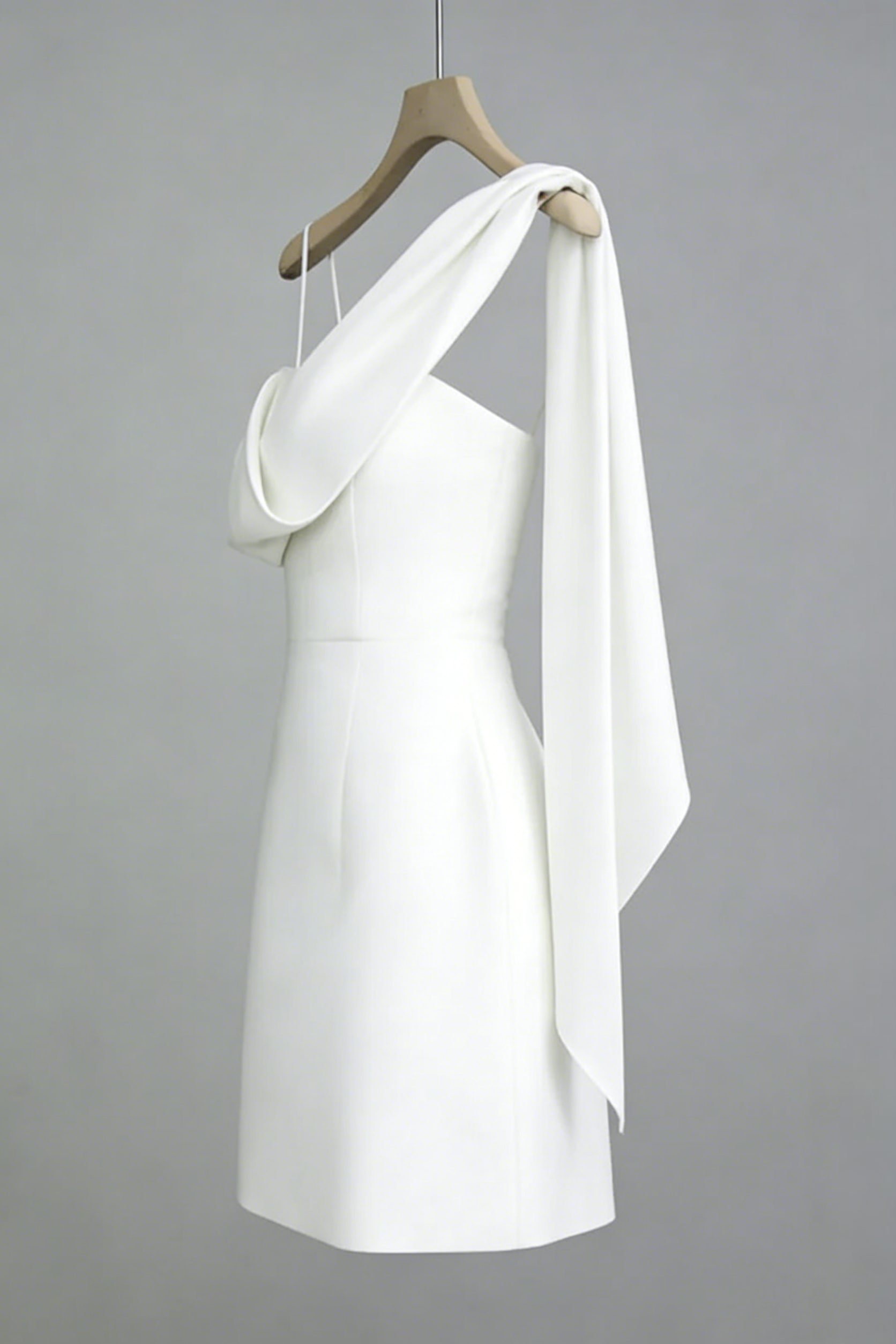 WHITE ASYMMETRICAL ONE-SHOULDER MINI DRESS