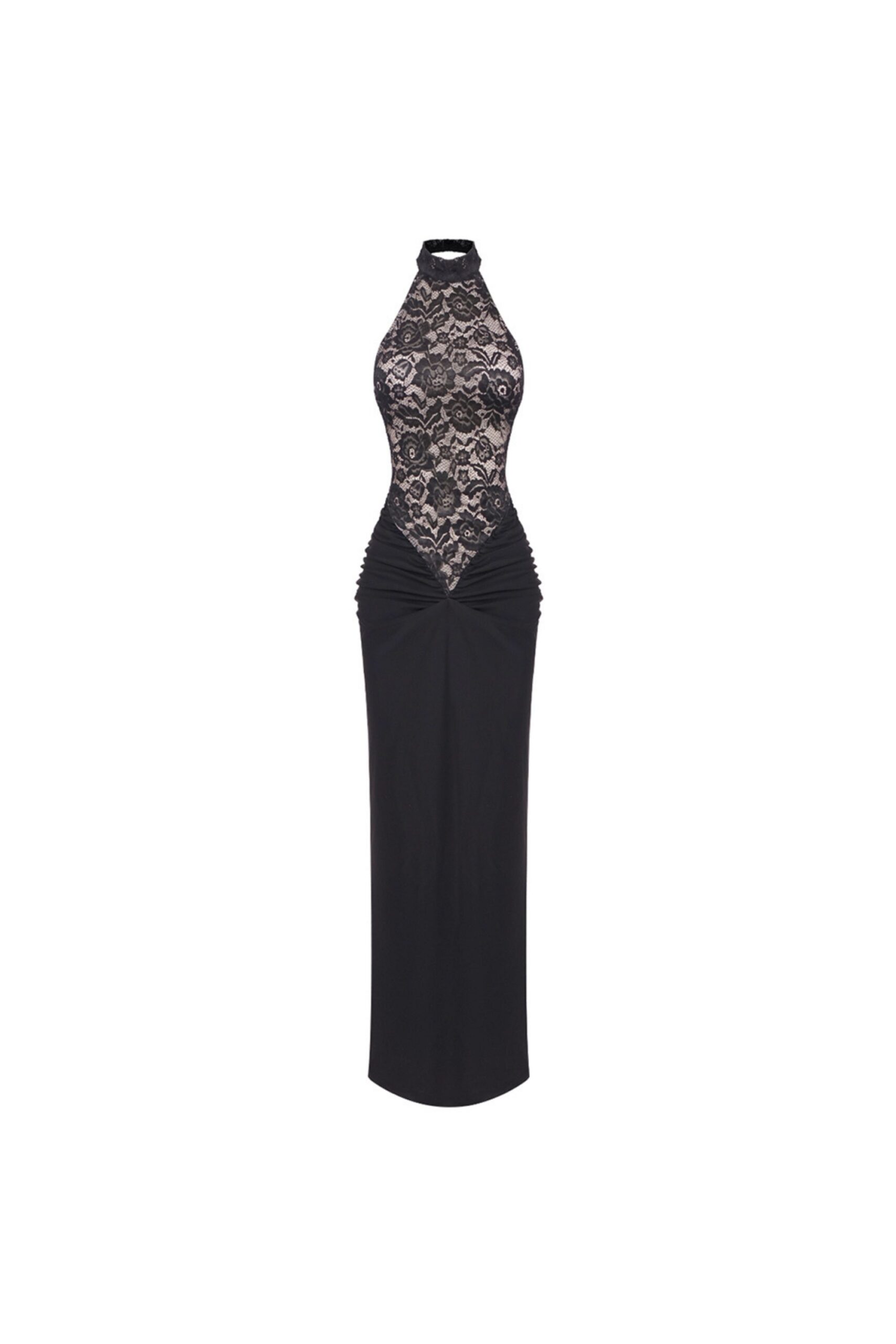 BLACK FLORAL HALTER MAXI DRESS, PARTY