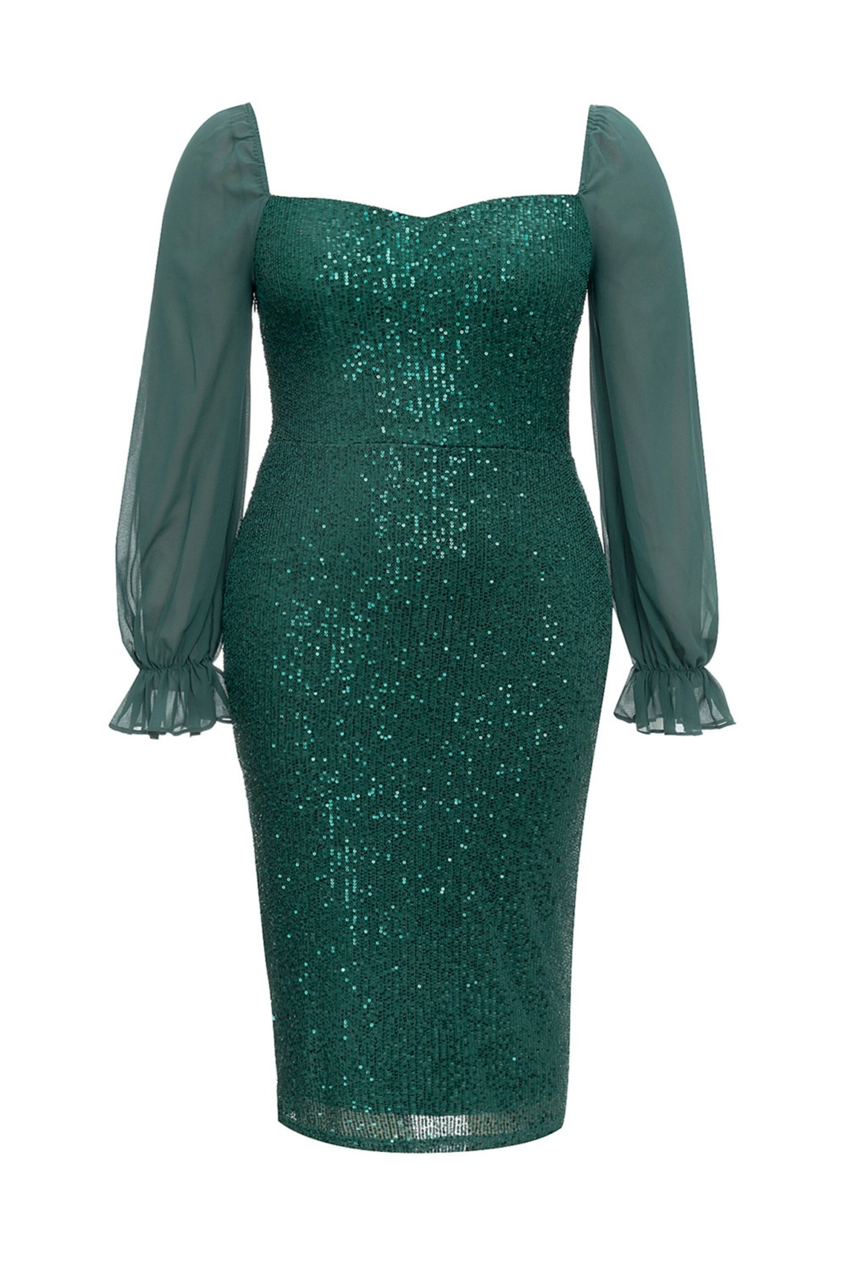 SEQUIN GREEN MIDI DRESS FOR HOLIDAY PARTIES