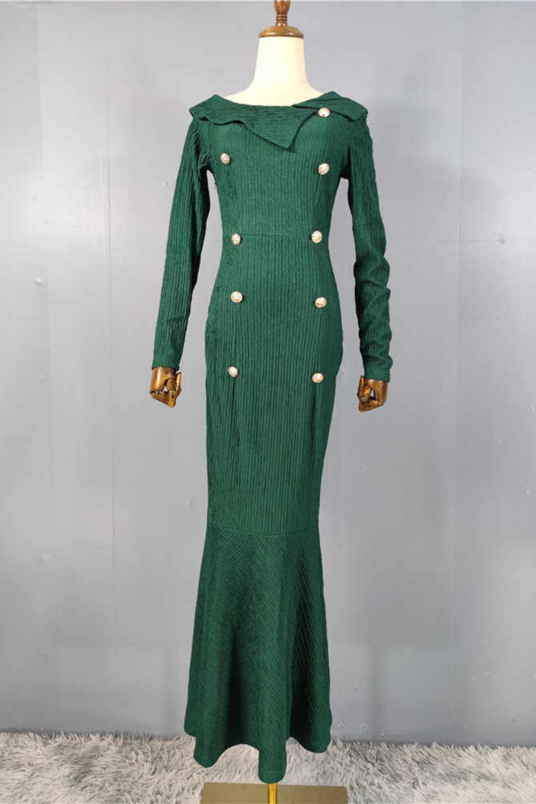 MERMAID GREEN LONG SLEEVE MAXI DRESS