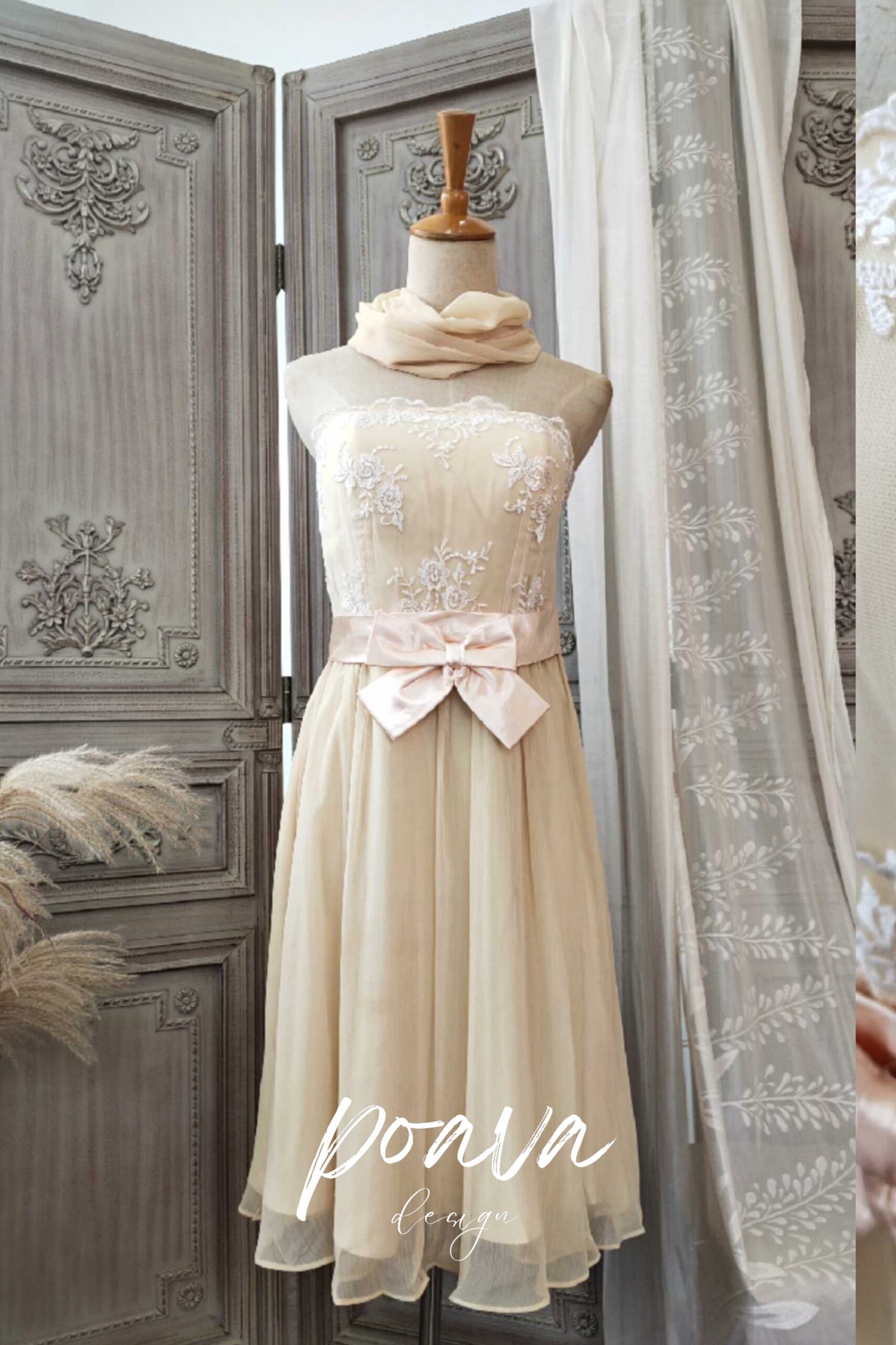 CHIFFON STRAPLESS MIDI DRESS FOR WEDDING GUEST
