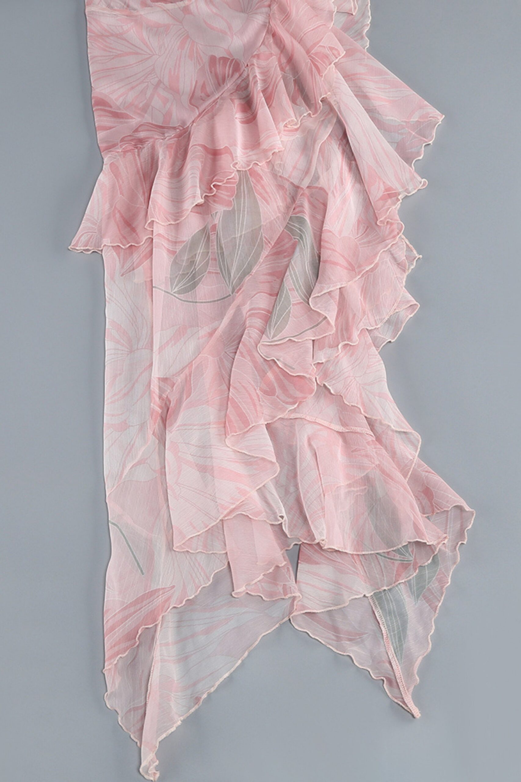 RUFFLE FLORAL BACKLESS MAXI DRESS, PINK
