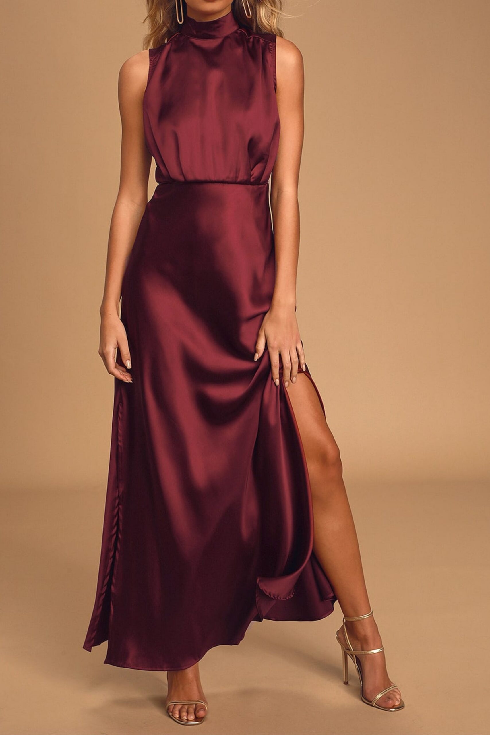 SATIN MAXI DRESS FOR WINE FORMAL EVENTS