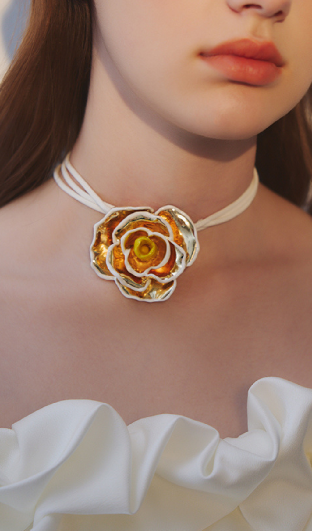 ROSE FLOWER NECKLACE - GOLD GIFT FOR HER