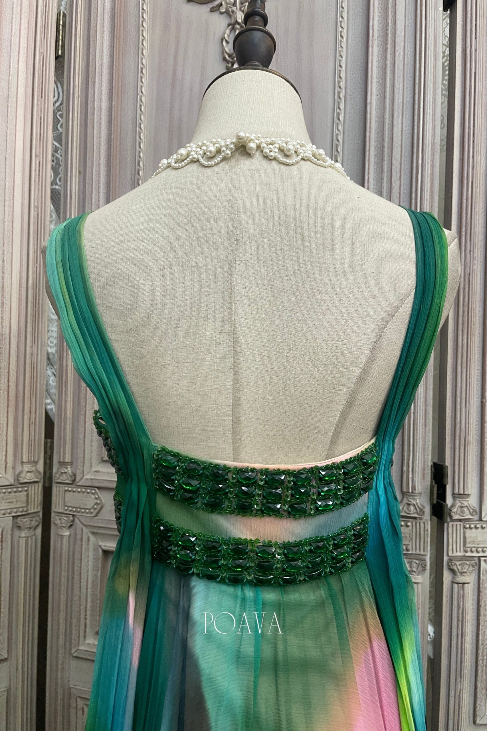 SILK GREEN MIDI DRESS PRINTED EVENING