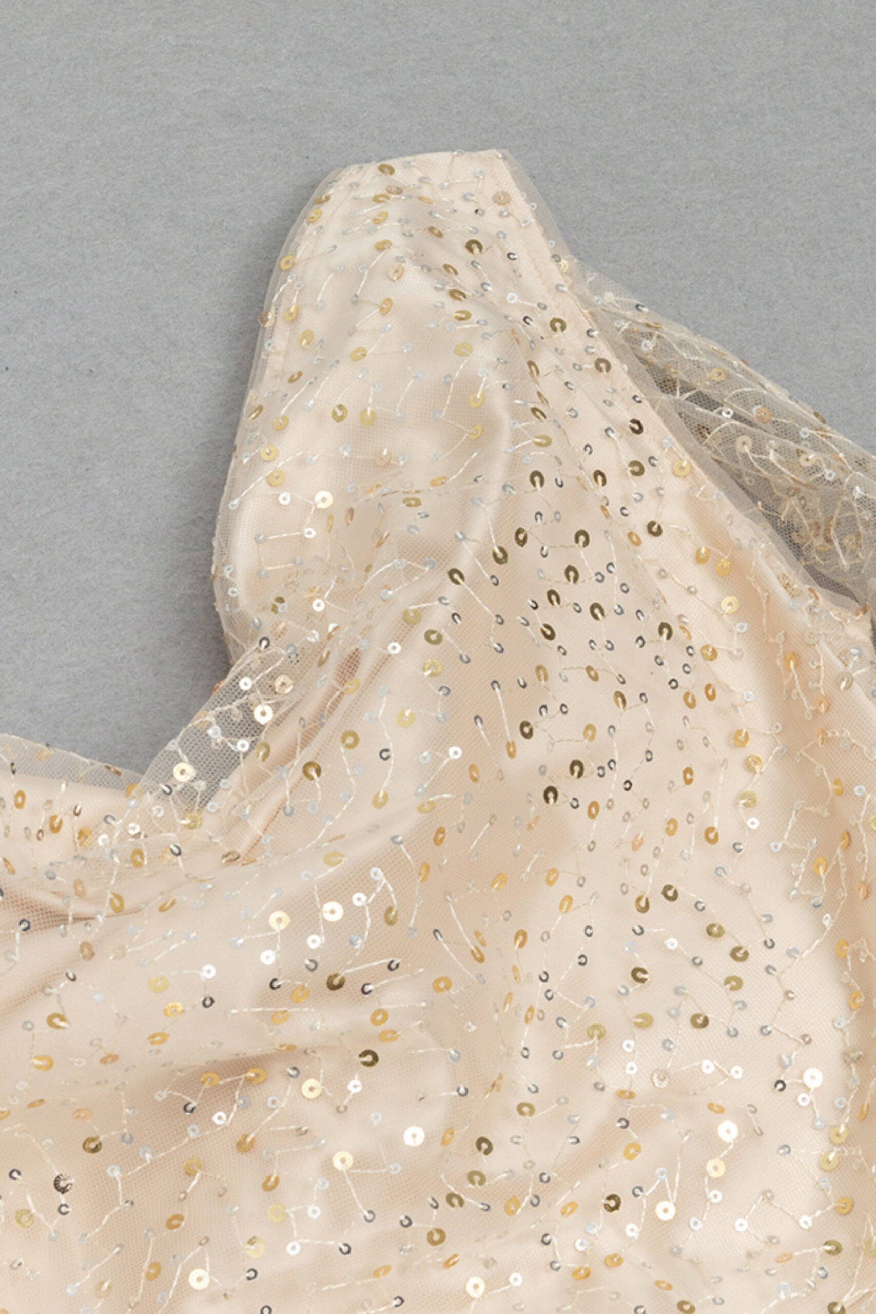 SEQUIN SLEEVELESS GAUZE MAXI DRESS FOR PARTY