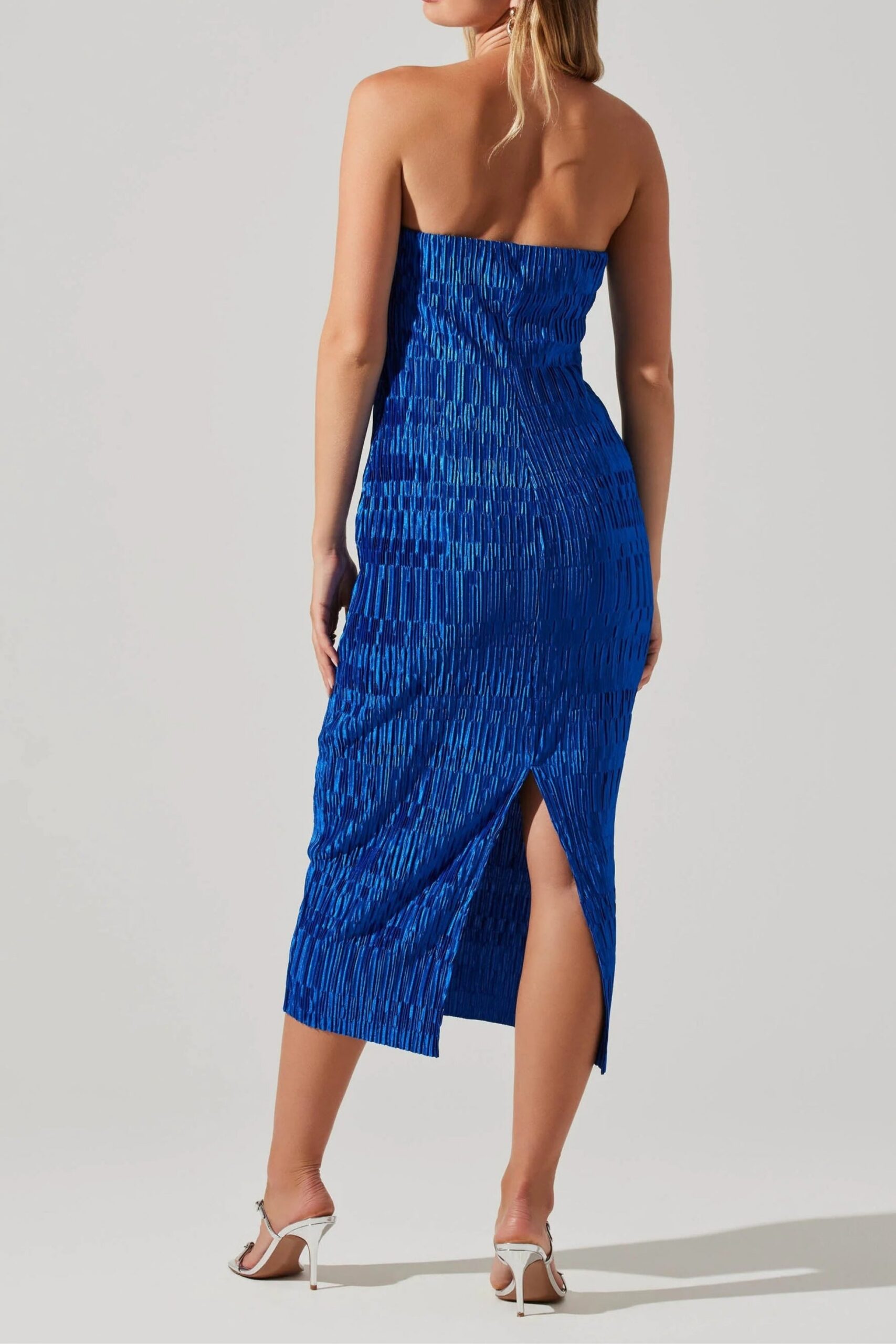 REINE PLISSÉ STRAPLESS MIDI DRESS FOR WEDDING PARTY